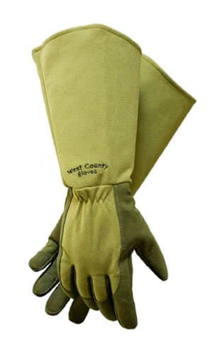West Chester Protective Gear 054M/L West County Gardener Gauntlet Rose Gloves – Large, Moss, Gardening Gloves w/ Elastic Wrist, Reinforced Fingers, Palm, and Thumb