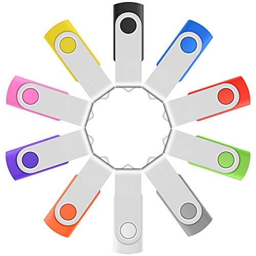 Enfain USB 2.0 Flash Drive 1GB Multicolor Thumb Drives 10 Pack Memory Stick for Computers (1 GB, Mixed Colors)
