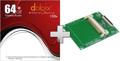Bundle – 2 items: Dolgix 64GB CF Card 133x, CF Card to 1.8 inch ZIF Adapter for IPOD