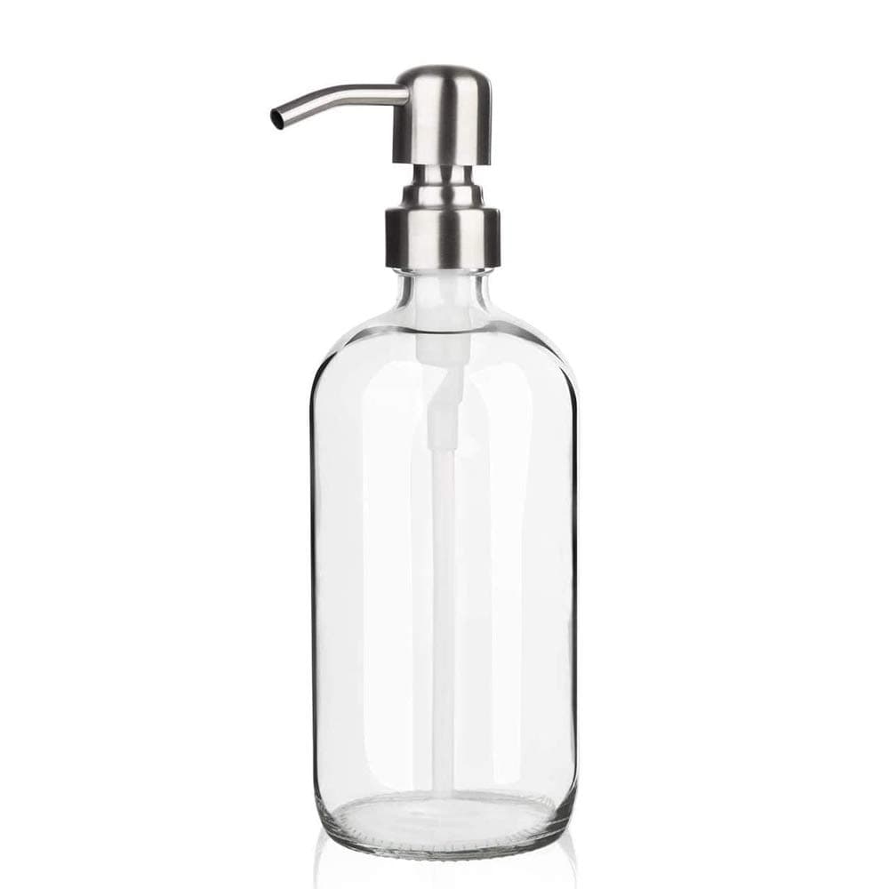 ARKTEK Glass Soap Dispenser - Clear Dish Soap Dispenser for Kitchen, Refillable Liquid Hand SoapDispenser with Rust Proof Stainless Steel Pump for Bathroom, Countertop (17 Ounce/ 500 ML)