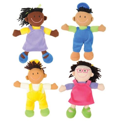 Pretend and Play Kaplan Early Learning Diverse Soft Dolls with Yarn Hair - Set of 4