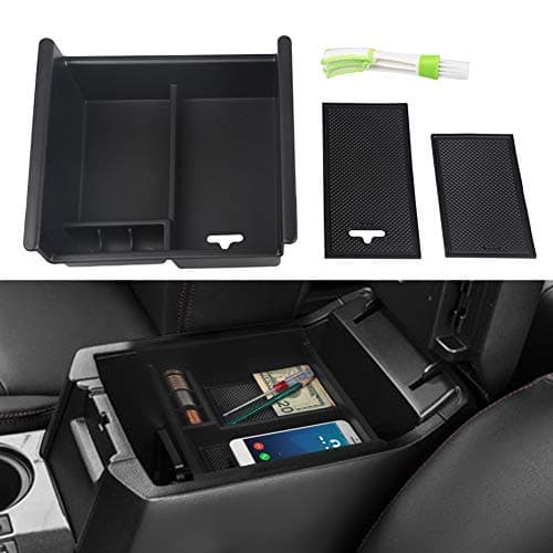 Compatible with Center Console Organizer Insert Tray Toyota 4 Runner 2010 2011 2012 2013 2014 2015 2016 2017 2018 2019 Accessories with USB Hole Center Armrest Storage Box with A Cleaner Brush
