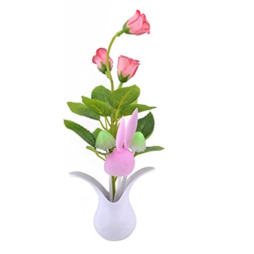 BIAL Mushroom Light Sensor LED Night Bed Bedroom Decoration Light Lamp,mushroom and Rose on the Wall