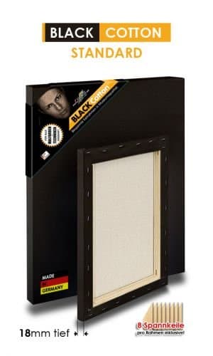 Black Cotton Standard in x Stretcher Frame, 65x95cm