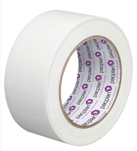 Pacplan 50mm x 33m White Heavy Duty High Visibility Floor Hazard Lane Marking Tape Qty 1 Roll