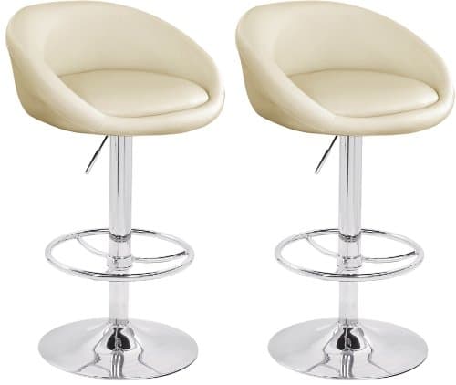 Lamboro 2 X CREAM BREAKFAST BAR STOOLS FAUX LEATHER BARSTOOLS KITCHEN STOOL NEW CHAIRS by Lavin Lifestyle