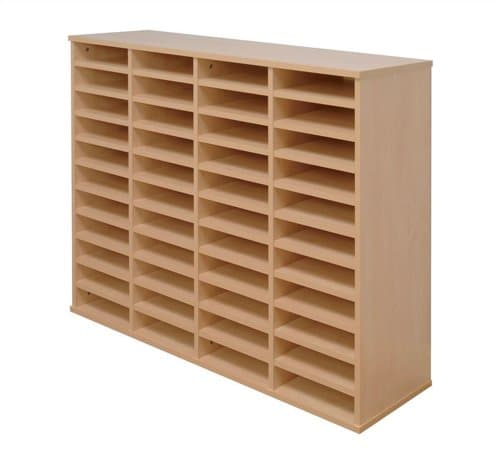 Office Needs Direct Freestanding Post Sorter Pigeon Hole Hutch Unit 4 Bay 44 Compartment Beech