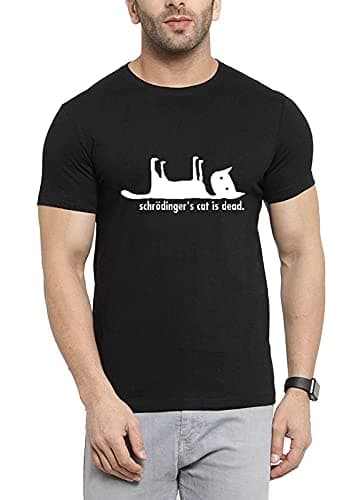 MyTees|Funny Graphic Printed Trending Quotes Tshirt for Men | Half Sleeves T-Shirt for Women |Schrodinger�S Smile cat |100% Cotton Biowash T-Shirt 180GSM for Man (Style -001)