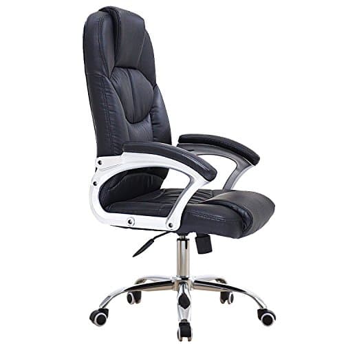 LSCING Big and Tall 300 lb. Capacity Towering High Back PU Leather Executive Office Task Computer Chair, Black
