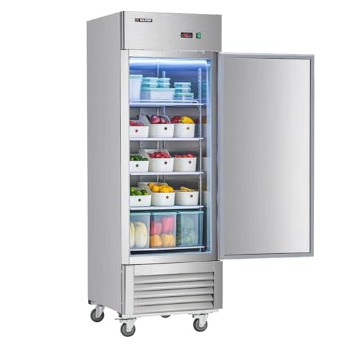 Wilprep Commercial Refrigerator, 27" 1 Solid Door Commercial Fridge with 18.7 cu. ft. Capacity, Reach in Refrigerator with Air Cooling Adjustable Shelves for Restaurant Kitchen Cafe, Stainless Steel