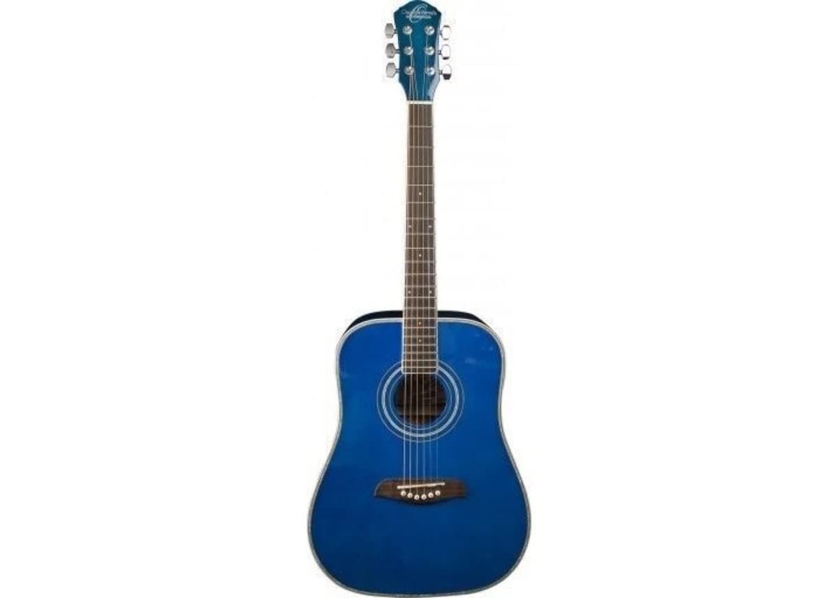 6 String OGHS 1/2 Size Dreadnought Acoustic Guitar. Trans Blue, Transparent (OGHSTBL-A)