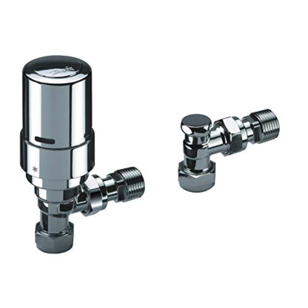 Danfoss RAS-D2 Angle TRV and Lockshield 8/10/15MM-013G6016 for Two-Pipe Domestic Heating Systems - Frost Protection Setting, High Accurate Temperature Control - Bi-Directional Valve (Chrome)