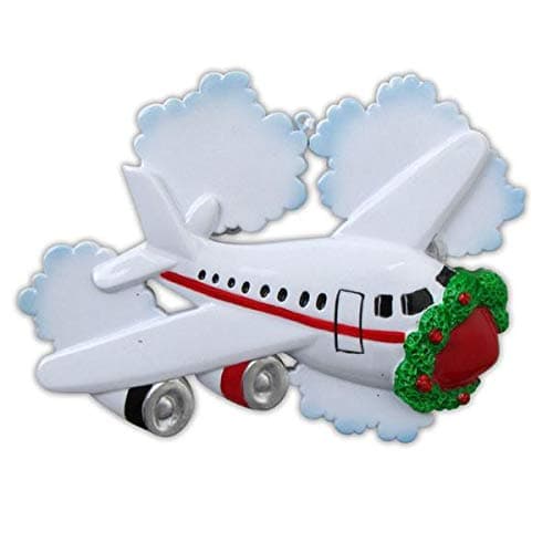 Airplane Personalized Christmas Holiday Ornament Jet Plane Flight