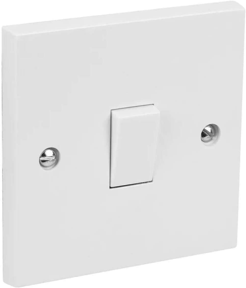 Invero 1 Gang 2 Way Electric Wall Light Switch White Rocker Standard Square 10 Amp