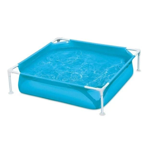 Summer Waves4 feet long and 12 inches deep Plastic Frame Small Square Kiddie Swimming Pool, Above Ground Pool for kids under 6 years old, Blue, 48 x 48 x 12 inches