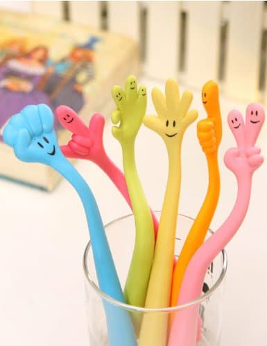 New 5pcs Hand Gesture flexible Ballpoint Pen Mold Creativity Smiley Face