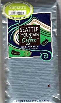 Seattle Mountain Full Bodied Taste Sumatra Coffee Beans 2.5lbs