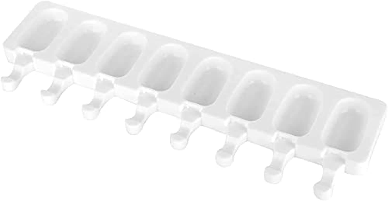 Mumoo Bear 8 Cavity Ice Cream Mold Makers Silicone Thick material DIY Molds Ice Cube Moulds Dessert Molds Tray With Popsicle, white