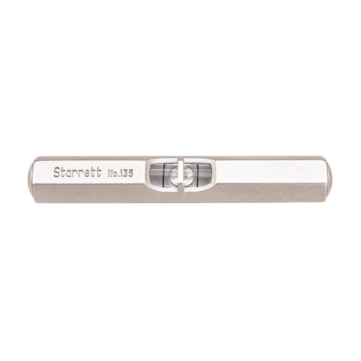 Pocket Level with Main Vial - Ideal for Machine Shop and Tool Room Use - 2-1/2" Length, Satin Nickel-Plated Finish, Hexagon Stock with Convex Ends - 135A