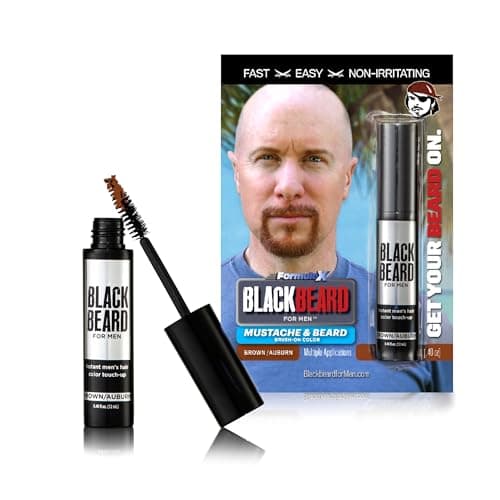 Blackbeard for Men Instant Beard Color – All Day Beard, Mustache, Eyebrow, and Sideburns Color – Temporary, Hypoallergenic Beard Dye Alternative – Up to 45 applications – Brown/Auburn, 6 Pack
