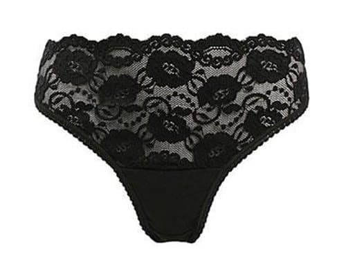 Carriwell Lace Stretch Panties G-String (Small, Black)