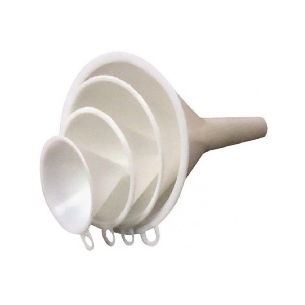 Chef Craft 20493 Set of 4 General Purpose Plastic Assorted Sizes Nested Funnel Set, Silver