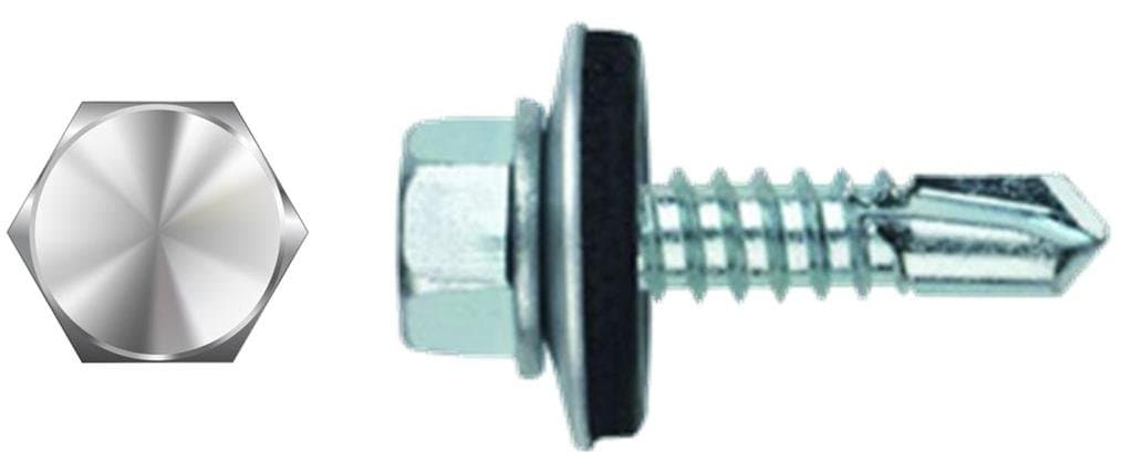 (2500) #12 X 1-1/4 Unslotted Hex Washer Head Self-Drill Screw Steel-Backed Neoprene Washer Zinc Plated DP 3 Bulk Box