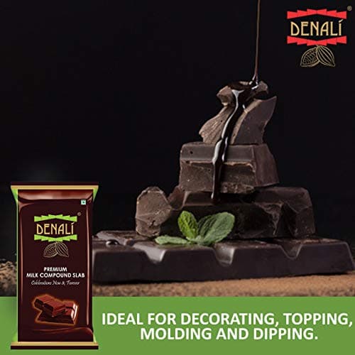 Denali Premium Milk Chocolate Compound Slab - Cooking Chocolate Bars for Making Chocolates, Cake Toppings, Ganache, Muffins, Mousse (400 Grams)