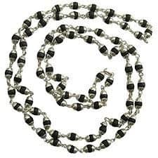 Black Tulsi Mala in Silver Beads 67, Each Beads 4mm