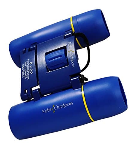 Kids Binoculars - Childrens Set with Case and Strap - For Boys and Girls Bird Watching, Hunting, Astronomy, Field - Real 8x22 Folding Kit - Small Compact Blue Toy Play - Outdoor Presents and Gifts