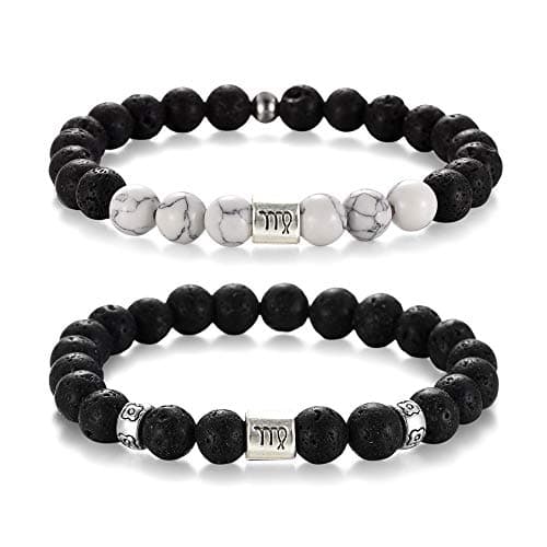 Softones 12 Constellations Lava Rock Aromatherapy Anxiety Essential Oil Diffuser Bracelet for Men Women,Friendship Couple Distance Beads Bracelet Set Gifts