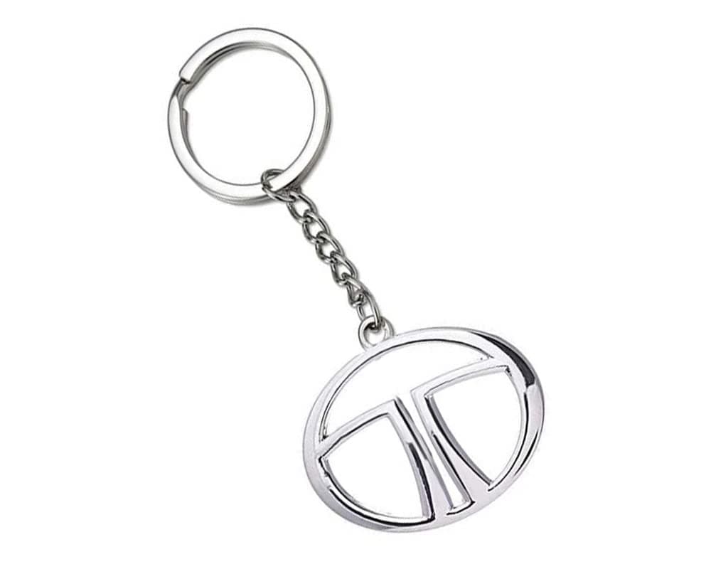 Tata Logo Car Key Chain Ring Silver Plated Metal Chrome Finish Stainless Steel 1 Piece