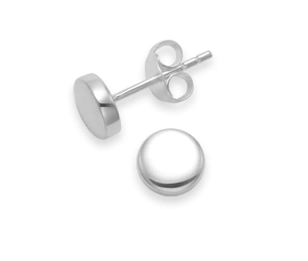 Heather Needham Sterling Silver round Earrings - Highly polished round silver studs - size: 6mm x 2mm deep.Gift Boxed 5340.