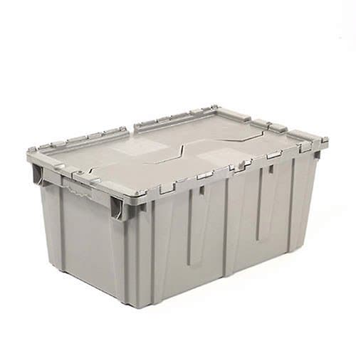 Global Industrial Distribution Container With Hinged Lid, 21.9x15.3x9.7, Gray
