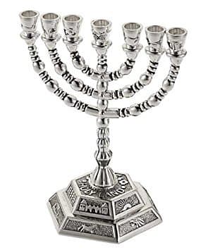 4338 Menorah 12 Tribes Silverplated 7 Branched 5 In