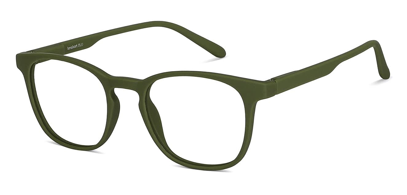 LENSKART BLU | Zero Power Bluecut & Antiglare Computer Eyeglasses | Full Rim Square | For Men & Women | Large | LB E14058, Green, 50-20-145 mm