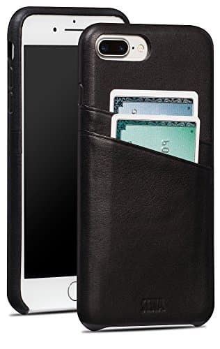Sena Snap on Wallet, Premium All Leather Wallet Drop Safe snap on case for The iPhone 8 Plus & 7 Plus - Black