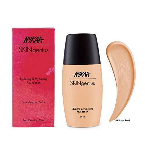 Nykaa Skingenius Sculpting & Hydrating Liquid Foundation Full Coverage For All Skin Type - Warm Sand 03 (30Ml) Dewy Finish