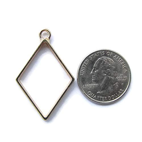 Craft Innovation 10 Gold Diamond Open Bezels for Resin, Open Back Bezel Pendant Blanks for Jewelry Making