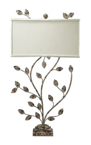 Dimond 93-9154 Distressed Gold Branch Table Lamp With Off-White Linen Shade
