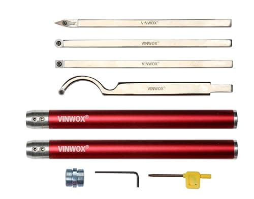 4 PCS Carbide Wood Lathe Turning Tool Set, Carbide Lathe Turning Tool, Including Rougher, Finisher, Detailer, Swan Neck Hollower, Pen Turning tool. Aluminum Alloy Handles with Adjustable Length