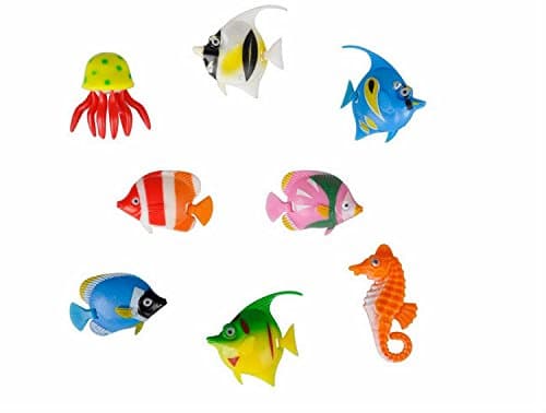 Pack of 8 - Colourful Assorted Artificial Plastic Bubble Lamp Aquarium Tropical Fish/Jellyfish & Seahorse