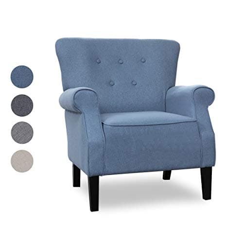 Top Space Accent Chair Sofa Mid Century Upholstered Roy Arm Single Sofa Modern Comfy Furniture for Living Room,Bedroom,Club,Office (1 PCs, Blue)