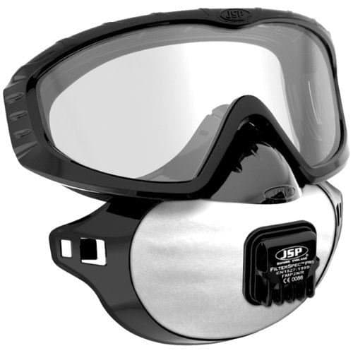 Filterspec Pro Anti Dust system, Goggles, Mask, 3 x P2 94% Efficiency Valve Filters. Eye and Respiratory Protection. (Includes pair of disposeable ear plugs)