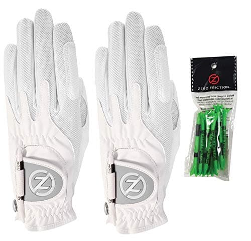 Zero Friction Ladies Compression-Fit Synthetic Golf Glove 2 Pack, Includes free tee pack, Universal-Fit