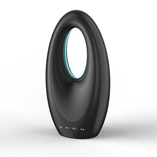 SUALER Wireless Bluetooth Speaker, LED Stereo Speaker with HD Audio, Bass Sound, Smart Voice Prompts, Built-In Dual Driver Speakerphone, Bluetooth 4.1, FM Radio and TF Card Slot (Black)