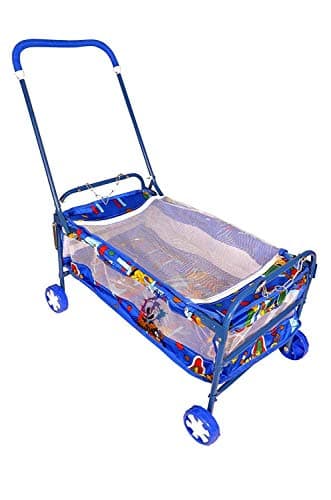 AVANI METROBUZZ Mosquito Net Jhulla Cradle with Swing for New Born Baby 1-2 Years Babies-Newborn Baby Cotton Baby Sleep Swing Cradle-Baby Jhula Jhoola Set with Mosquito Net and Spring (Blue)