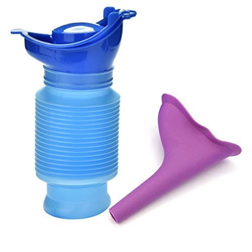 PRECIS 2PCS Reusable Unisex Emergency Urinal, Portable Mini Shrinkable Personal Car Toilet Standing Pee Funnel Bottle for Female & Male Outdoor Camping, Travel, Traffic Jam