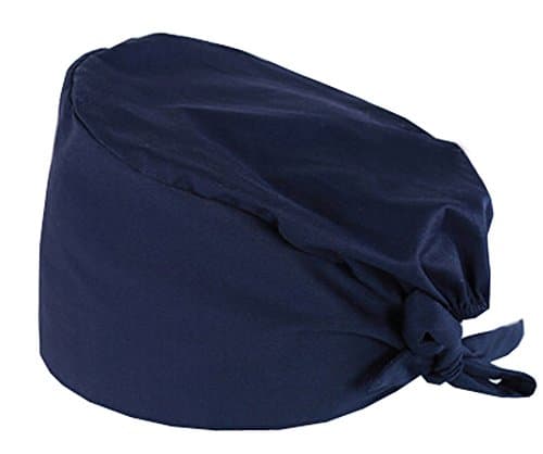 LUNA VOW Adjustable Tie Back Cotton Scrub Cap Nurse Hat Medical Doctor Cap(Dark Blue)