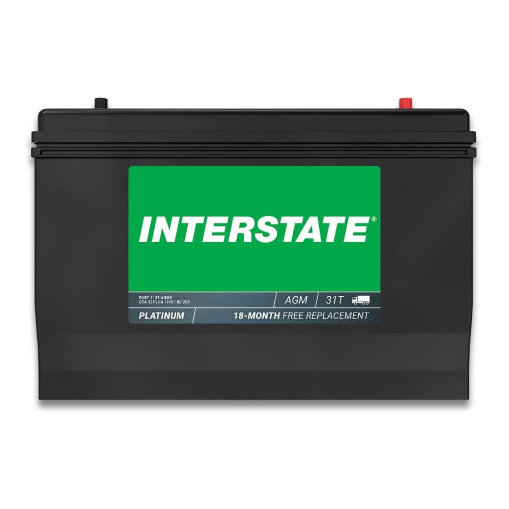 Interstate Batteries Marine Deep Cycle Battery 12V 100Ah 925CCA (31-AGM5) Pure Matrix Power Commercial Battery Pure Lead AGM Replacement (Group 31) Auxiliary Units APU, Starting Engines, Heavy Duty